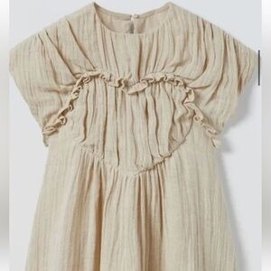 Zara Beige Linen Heart Dress size 13-14 girls